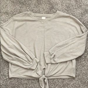 Cream Taupe Front Knot Top